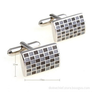 Fashion Custom Square Lattice Men Cufflinks For Suit Shirts